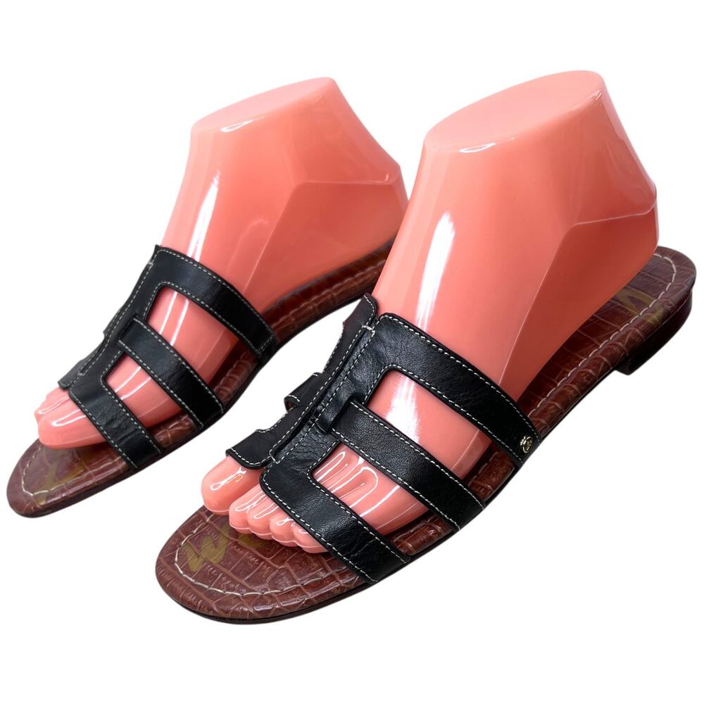 Sam Edelman Berit Cutout Slide Sandal in Black Leather Strappy Casual Summer 9.5 - Picture 4 of 13